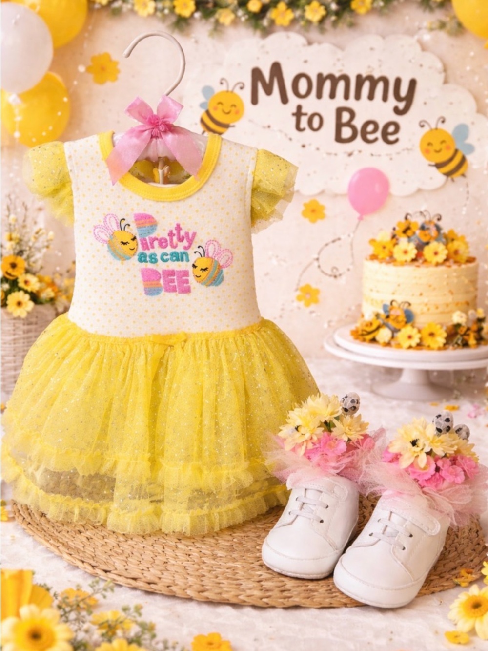 Bumblebee Theme Centerpiece For Baby Shower, Little Girls Birthday, Wearable Set